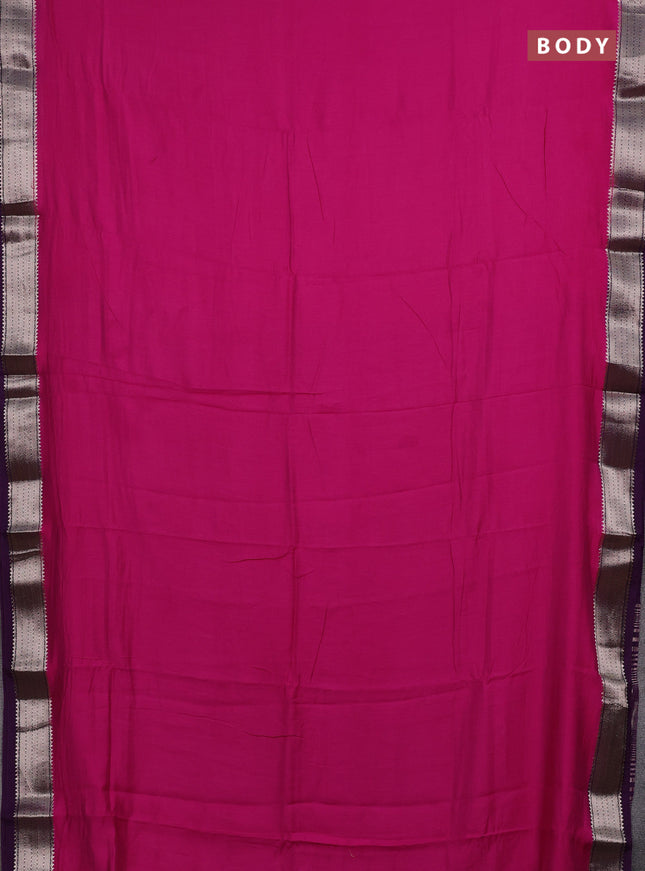 Pink & Purple Semi Mangalgiri Cotton Saree - Brocade Blouse