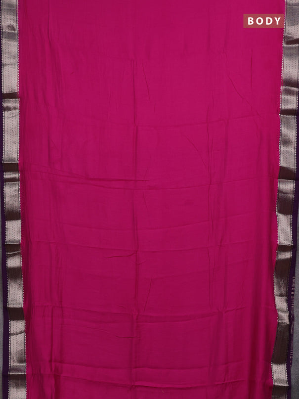 Pink & Purple Semi Mangalgiri Cotton Saree - Brocade Blouse