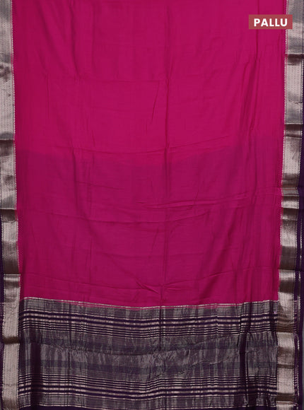 Pink & Purple Semi Mangalgiri Cotton Saree - Brocade Blouse