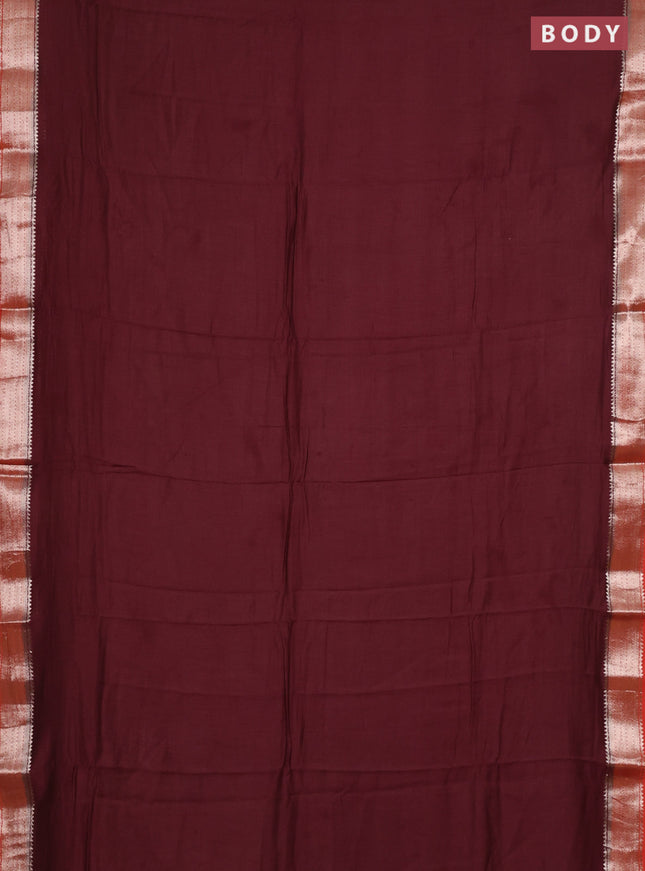Maroon & Orange Semi Mangalgiri Cotton Saree - Brocade Blouse