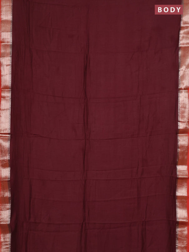 Maroon & Orange Semi Mangalgiri Cotton Saree - Brocade Blouse