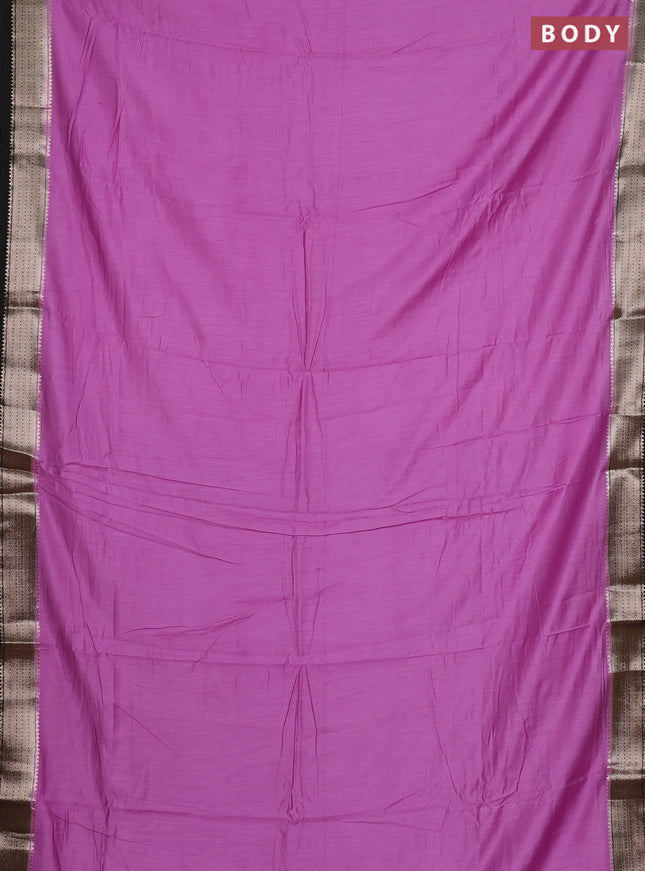Lavender & Black Semi Mangalgiri Cotton Saree - Brocade Blouse
