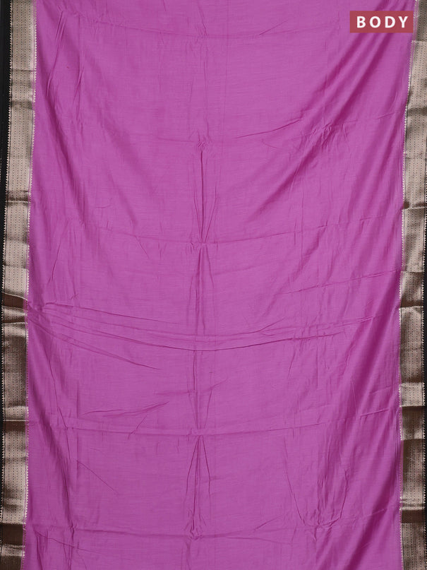 Lavender & Black Semi Mangalgiri Cotton Saree - Brocade Blouse