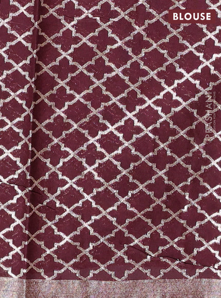 Orange & Maroon Semi Mangalgiri Cotton Saree - Brocade Blouse