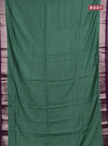 Pastel Green & Purple Semi Mangalgiri Cotton Saree - Brocade Blouse