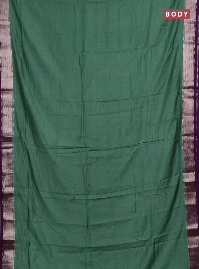 Pastel Green & Purple Semi Mangalgiri Cotton Saree - Brocade Blouse