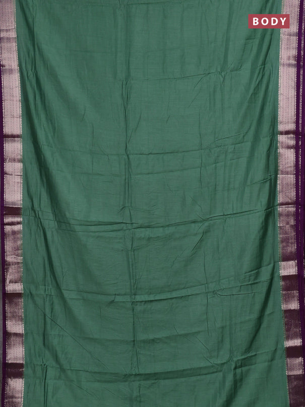 Pastel Green & Purple Semi Mangalgiri Cotton Saree - Brocade Blouse