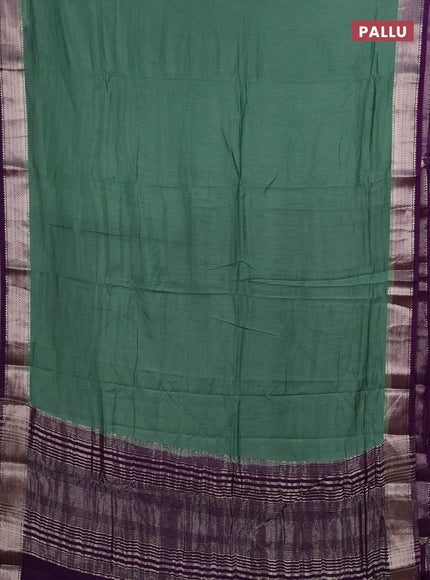 Pastel Green & Purple Semi Mangalgiri Cotton Saree - Brocade Blouse