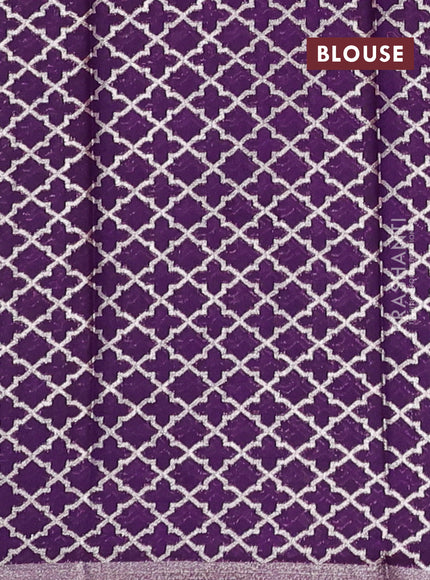 Pastel Green & Purple Semi Mangalgiri Cotton Saree - Brocade Blouse