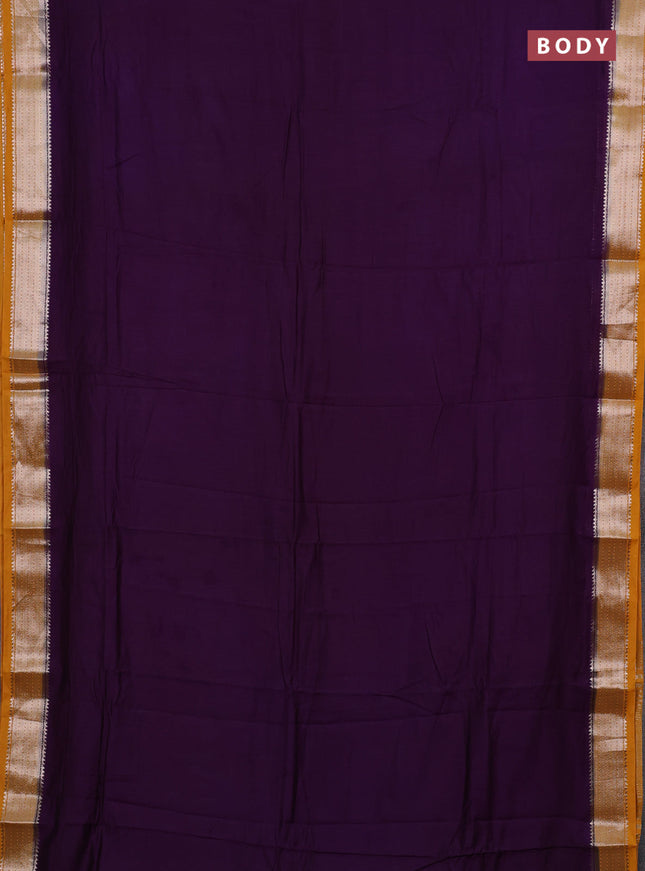 Purple & Mustard Yellow Semi Mangalgiri Cotton Saree - Brocade Blouse