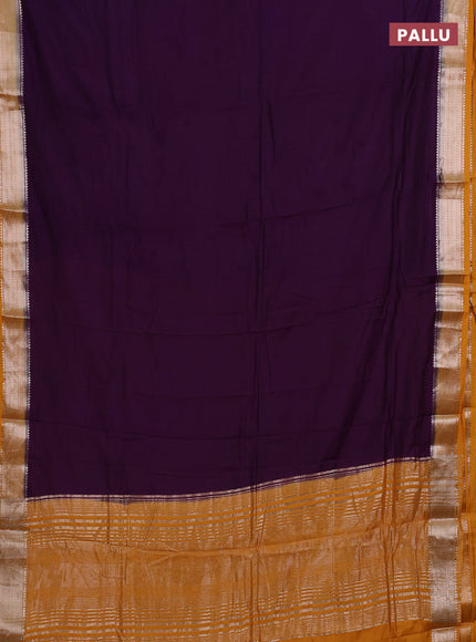 Purple & Mustard Yellow Semi Mangalgiri Cotton Saree - Brocade Blouse