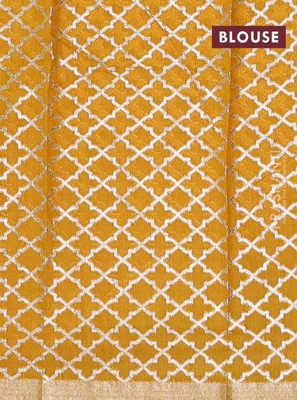 Purple & Mustard Yellow Semi Mangalgiri Cotton Saree - Brocade Blouse
