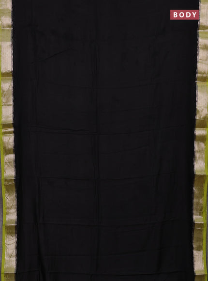 Black & Lime Green Semi Mangalgiri Cotton Saree - Brocade Blouse