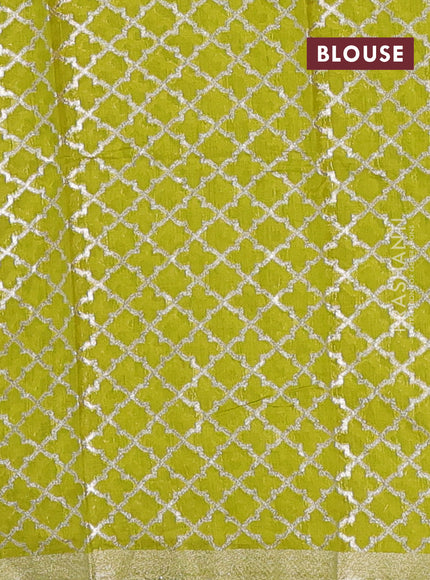 Black & Lime Green Semi Mangalgiri Cotton Saree - Brocade Blouse