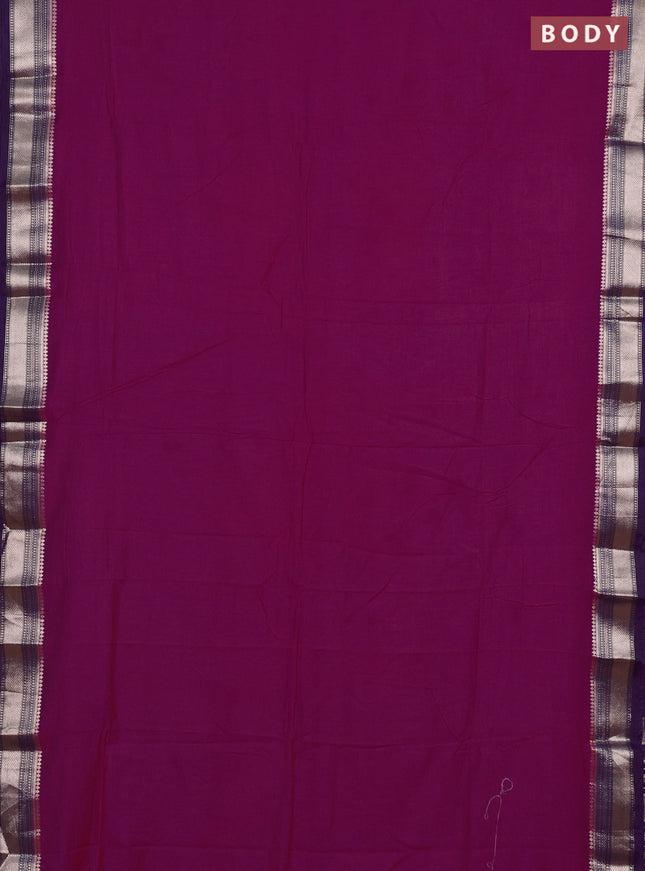 Pink & Violet Semi Mangalgiri Cotton Saree - Brocade Blouse