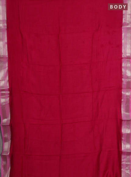 Tomato Pink & Pink Semi Mangalgiri Cotton Saree - Brocade Blouse