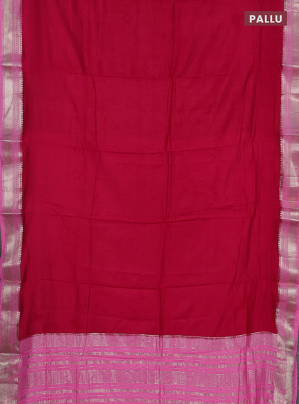 Tomato Pink & Pink Semi Mangalgiri Cotton Saree - Brocade Blouse