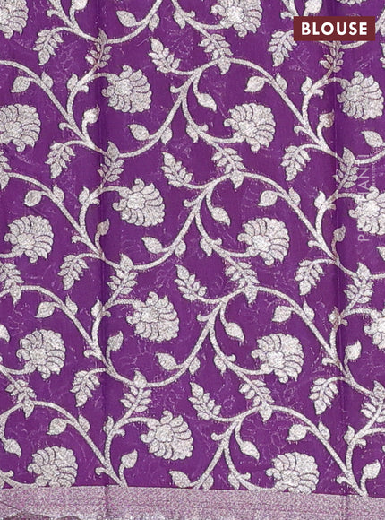 Orange & Purple Semi Mangalgiri Cotton Saree - Brocade Blouse