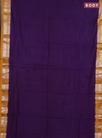 Purple & Mustard Yellow Semi Mangalgiri Cotton Saree - Brocade Blouse