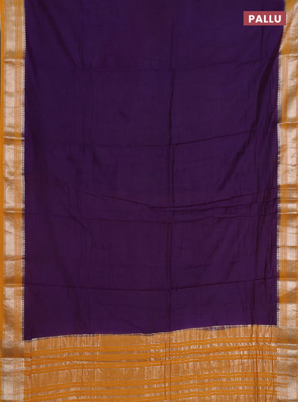 Purple & Mustard Yellow Semi Mangalgiri Cotton Saree - Brocade Blouse