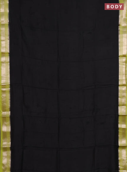 Black & Lime Green Semi Mangalgiri Cotton Saree - Brocade Blouse