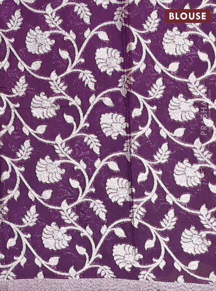 Lime Green & Purple Semi Mangalgiri Cotton Saree - Brocade Blouse