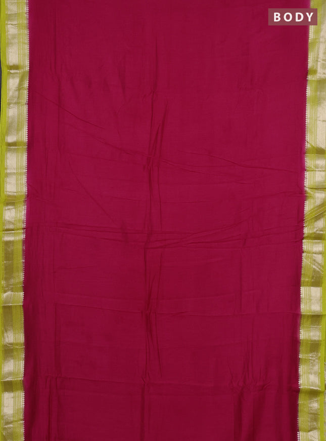 Pink & Lime Green Semi Mangalgiri Cotton Saree - Brocade Blouse
