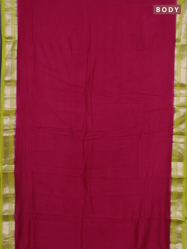 Pink & Lime Green Semi Mangalgiri Cotton Saree - Brocade Blouse