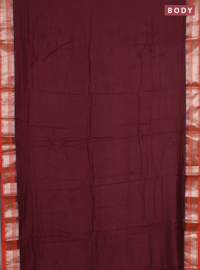 Maroon & Orange Semi Mangalgiri Cotton Saree - Brocade Blouse