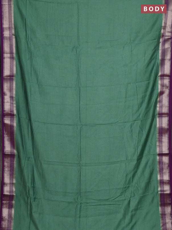 Pastel Green & Purple Semi Mangalgiri Cotton Saree - Brocade Blouse