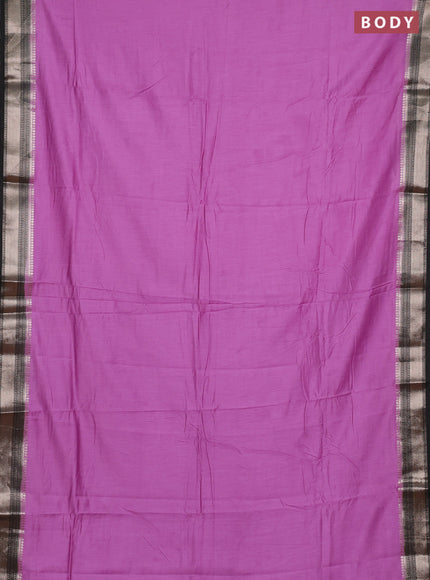 Lavender & Black Semi Mangalgiri Cotton Saree - Brocade Blouse