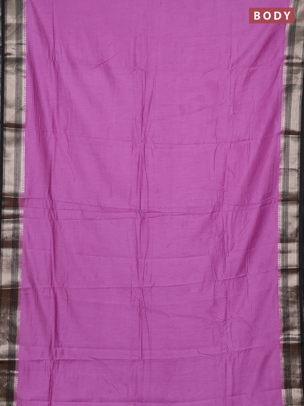 Lavender & Black Semi Mangalgiri Cotton Saree - Brocade Blouse