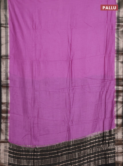 Lavender & Black Semi Mangalgiri Cotton Saree - Brocade Blouse