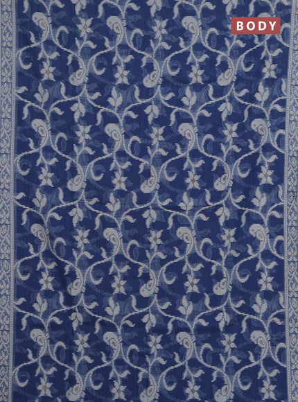 Jamdhani cotton saree indigo blue with allover thread weaves and thread woven border