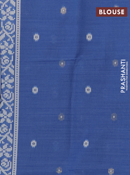 Jamdhani cotton saree indigo blue with allover thread weaves and thread woven border