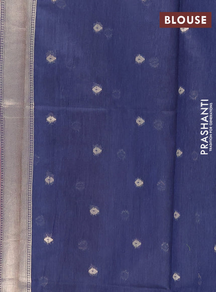 Jamdhani cotton saree magenta pink and navy blue with allover thread weaves and jamdhani pallu