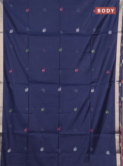 Jamdhani cotton saree navy blue and magenta pink with allover thread weaves and jamdhani pallu