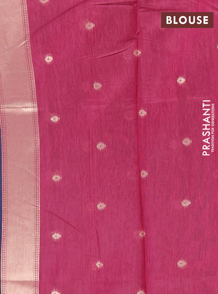 Jamdhani cotton saree navy blue and magenta pink with allover thread weaves and jamdhani pallu