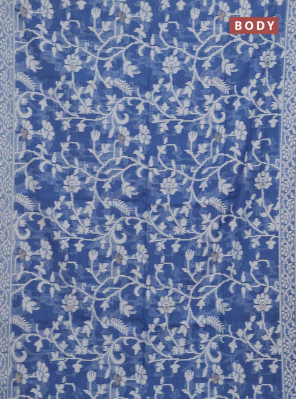 Jamdhani cotton saree indigo blue with allover thread weaves and thread woven border