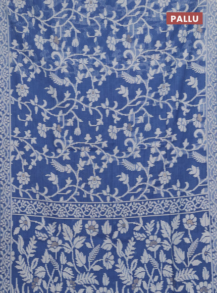 Jamdhani cotton saree indigo blue with allover thread weaves and thread woven border