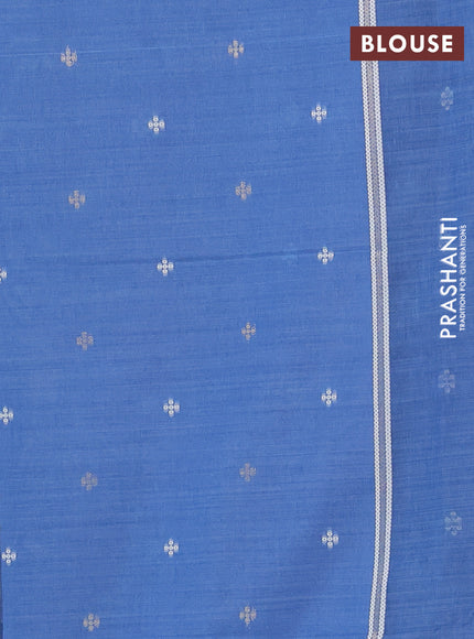 Jamdhani cotton saree indigo blue with allover thread weaves and thread woven border