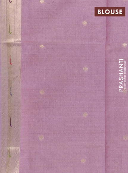 Jamdhani cotton saree lavender with thread woven buttas and peacock design jamdhani pallu