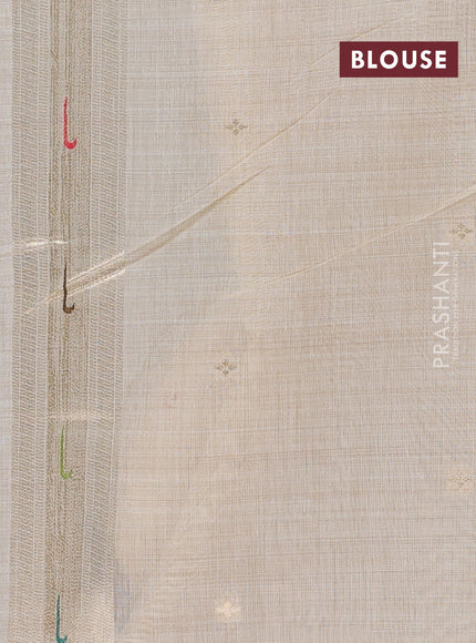 Jamdhani cotton saree beige with thread woven buttas and peacock design jamdhani pallu