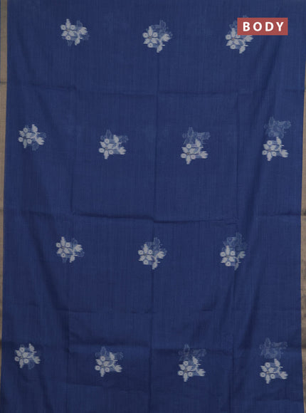 Jamdhani cotton saree indigo blue with allover thread woven buttas and zari woven border