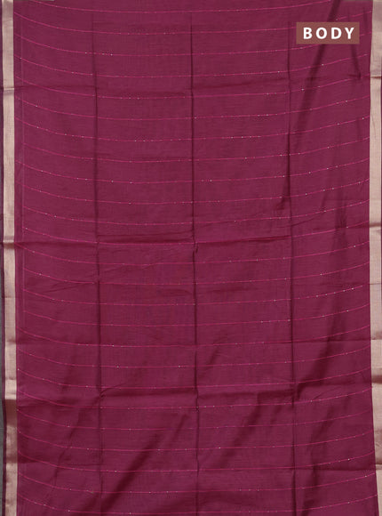 Jamdhani cotton saree magenta pink with allover squin work and jamdhani pallu
