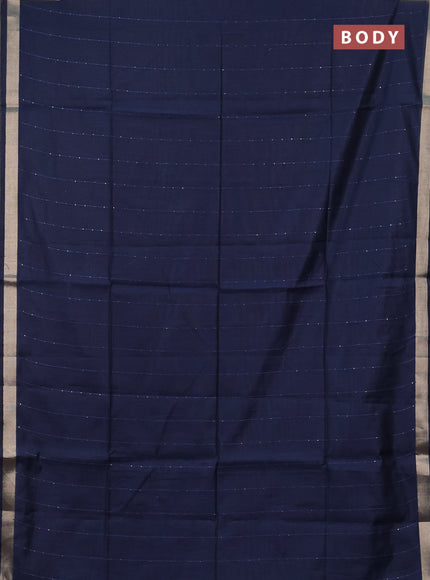 Jamdhani cotton saree navy blue with allover squin work and jamdhani pallu