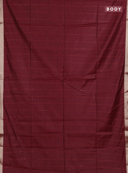 Jamdhani cotton saree maroon with allover squin work and jamdhani pallu