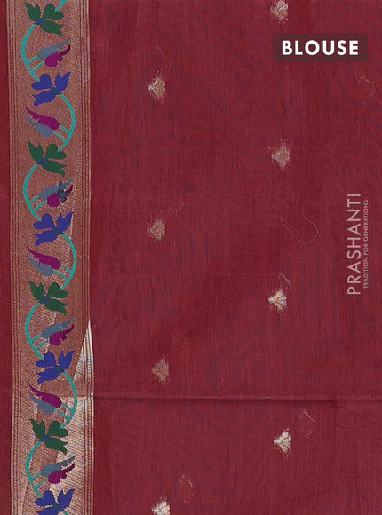 Jamdhani cotton saree maroon with allover squin work and jamdhani pallu