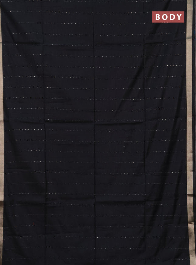 Jamdhani cotton saree black with allover squin work and jamdhani pallu