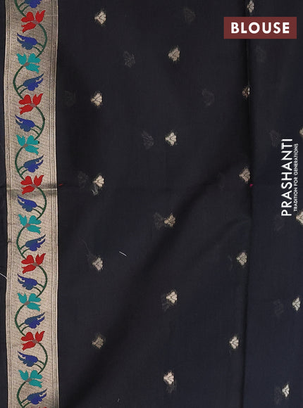 Jamdhani cotton saree black with allover squin work and jamdhani pallu